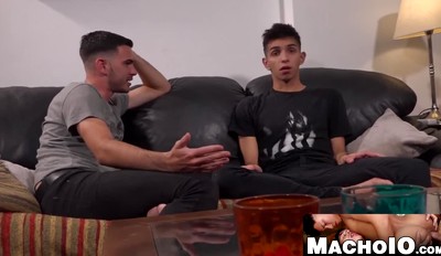 Twink gay bottom spits cum from bareback pleasure overload