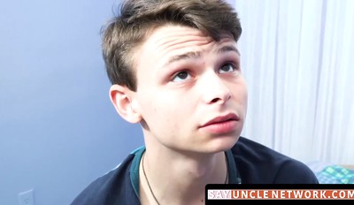 Hard cumming twink's breeding session with his stepbro's raw cock and hot cum
