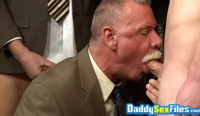 Naughty old Daddies Threesome Pounding Young Twink Hardcore