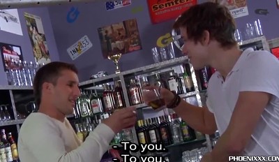 Cute barman pounds customers ass