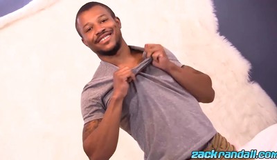 Athletic black jock Chris masturbates big cock solo and cums