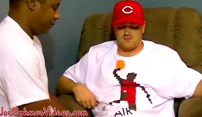 Mature black man takes big raw dick from amateur stud