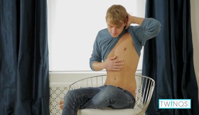 Skinny Blonde Frat Boy Owen Jacks Off His Big Hard Cock!