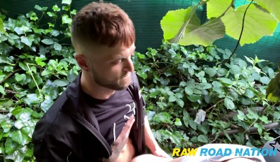 Guy in the bushes lubes up his sloppy hole with multiple loads of cum