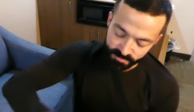 Sweaty fuck session on the sofa with Adam