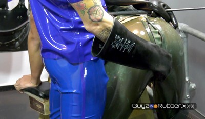 Trailer Rubber's in their Jeans. Two hot guys in jeans and riding boots soon progress to rubber gear