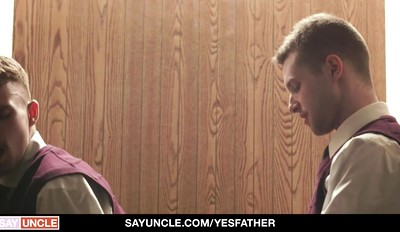 Catholic Boys Benjamin Blue And Ryan Jacobs Play In The Confession Booth